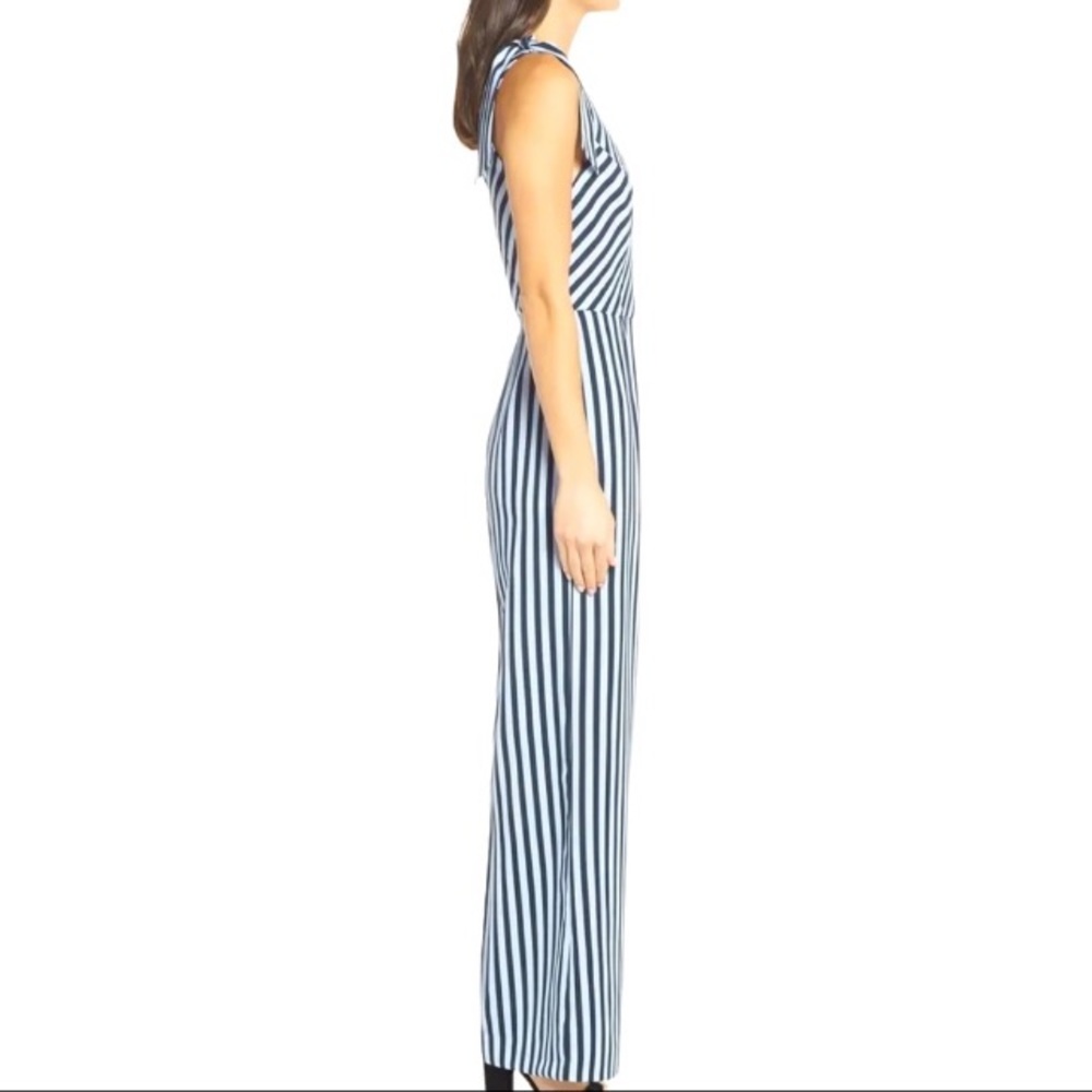 Charles Henry stripe tie shoulder jumpsuit navy size L - Picture 3 of 11